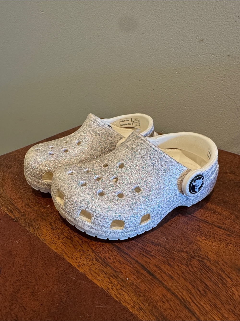CROCS Kids Classic Glitter Clog - Sparkling White